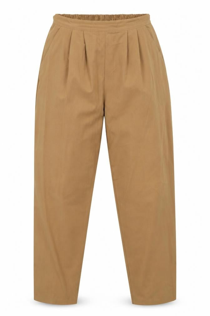 Front view of Preworn women’s brown trousers, size UK 10, 28-inch leg