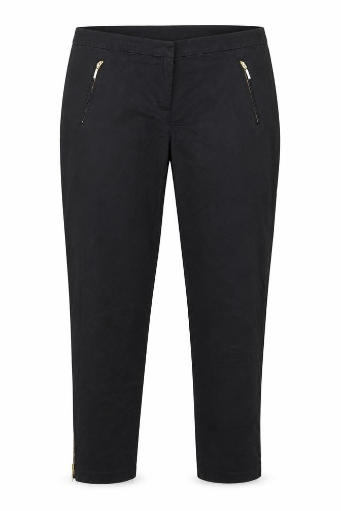 Front view of Promod women’s black straight jeans, size UK 14, 28-inch leg