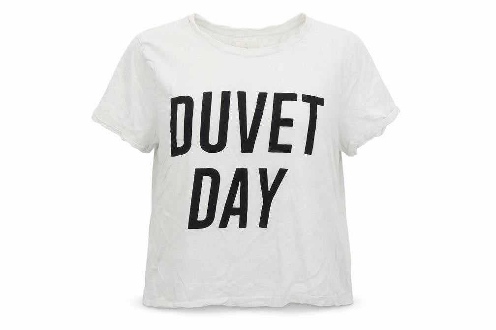 Front view of Next women’s white basic t-shirt, size UK 12, - duvet day
