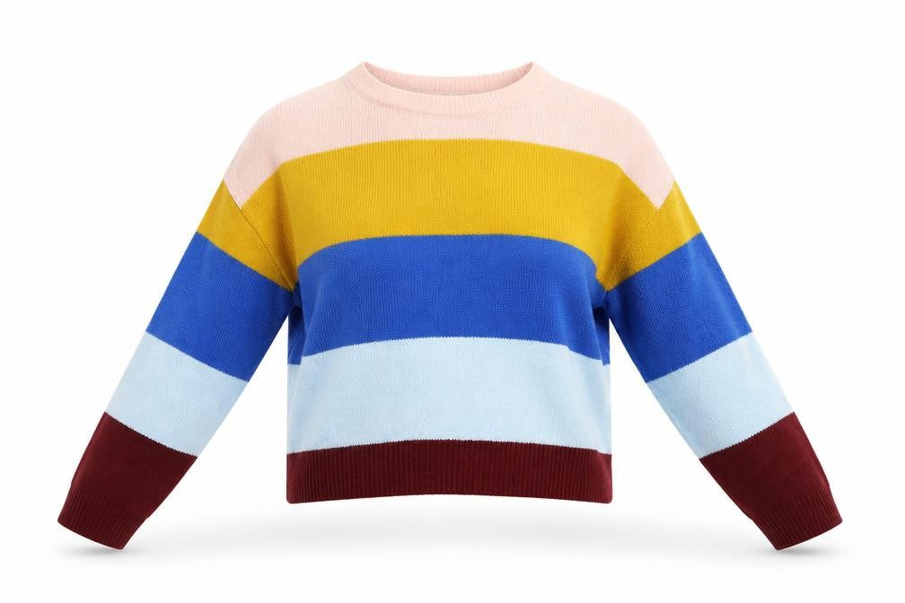Front view of Divided women’s multicoloured striped jumper, size S