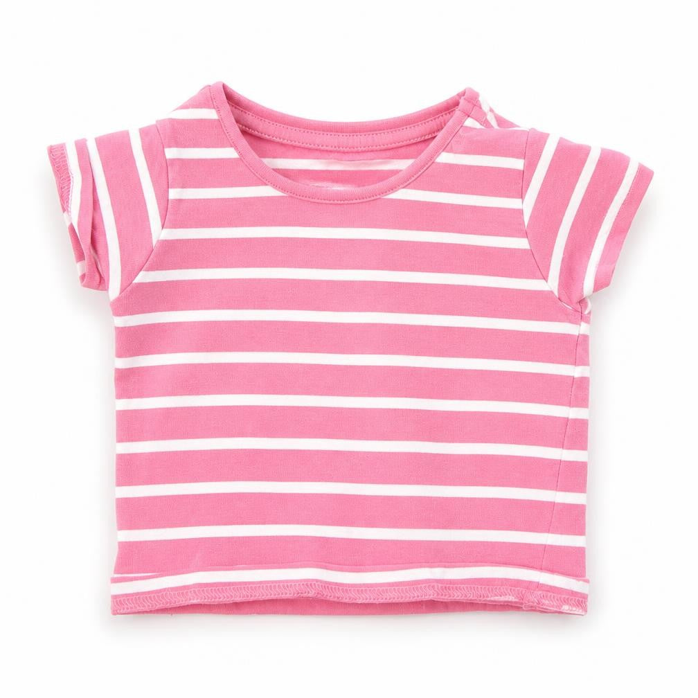 deniem co Girls Pink Striped  Basic T-Shirt Size 3-6 Months