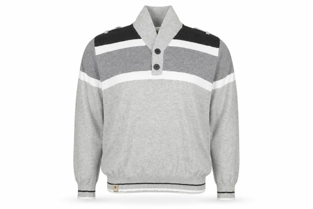 Dissident  Mens Grey Striped  Henley Jumper Size XL