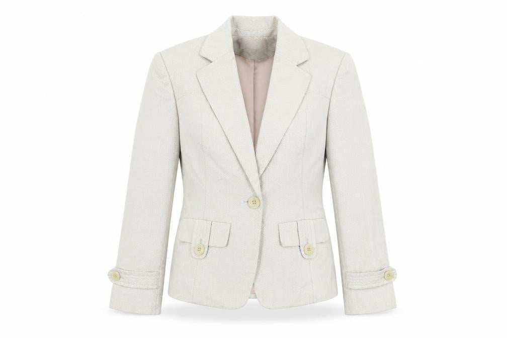 Front view of Next women’s beige jacket blazer, size UK 10