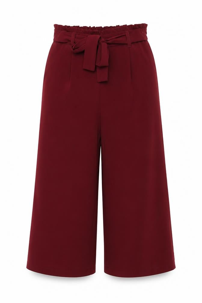 Front view of New Look women’s purple trousers, size UK 6, 22-inch leg