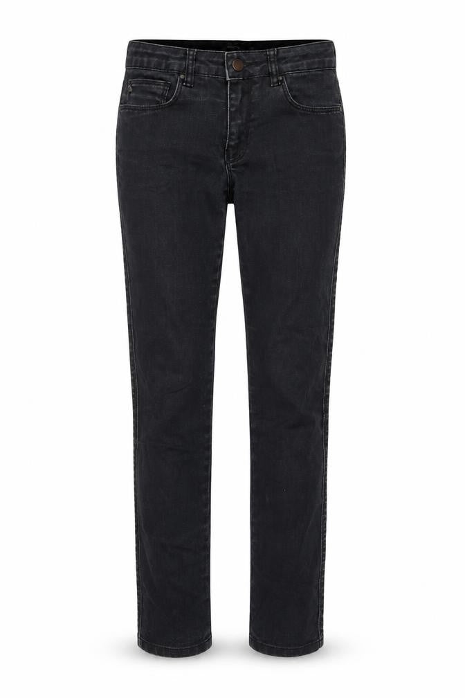 Front view of uno women’s black skinny jeans, size UK 6, 28-inch leg