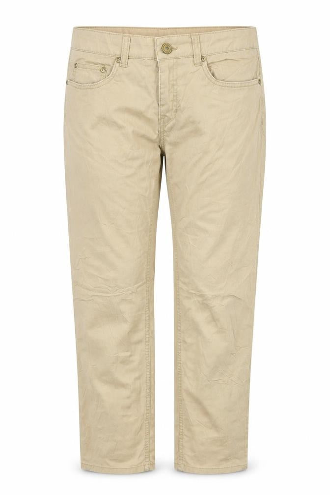 Front view of H&M women’s beige capri trousers, size UK 12, 28-inch leg