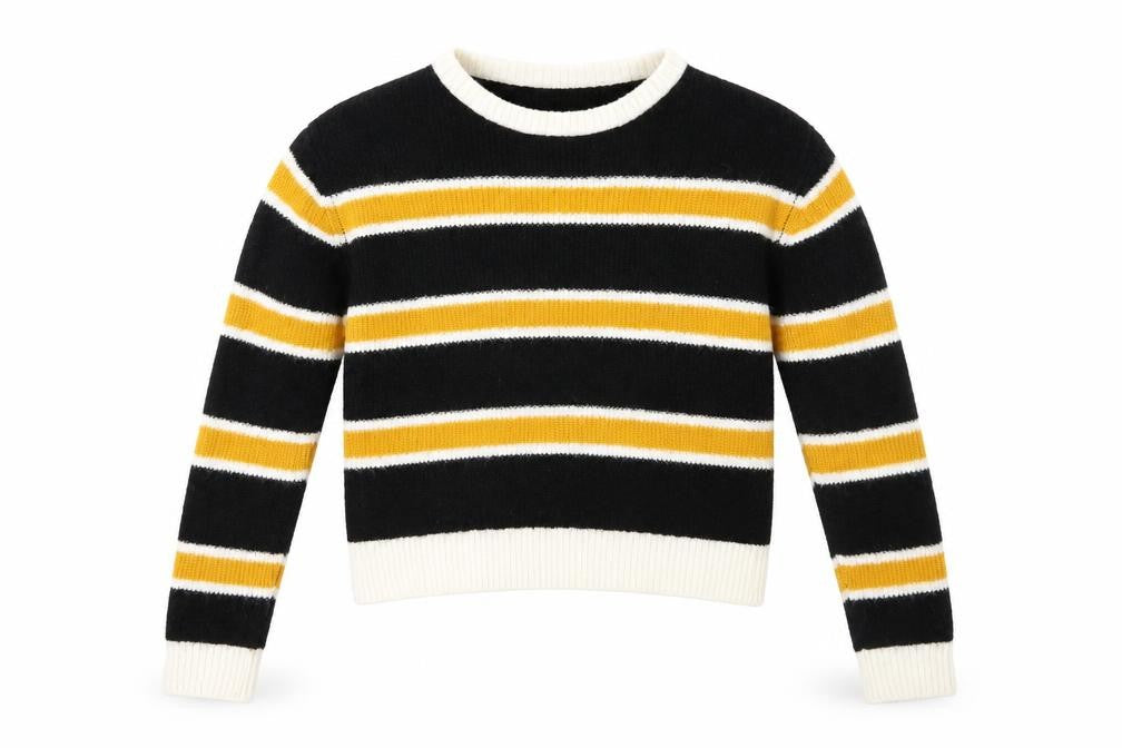 Front view of H&M women’s multicoloured striped jumper, size M