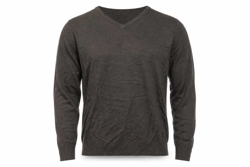 Front view of Marks & Spencer men’s brown jumper, size L