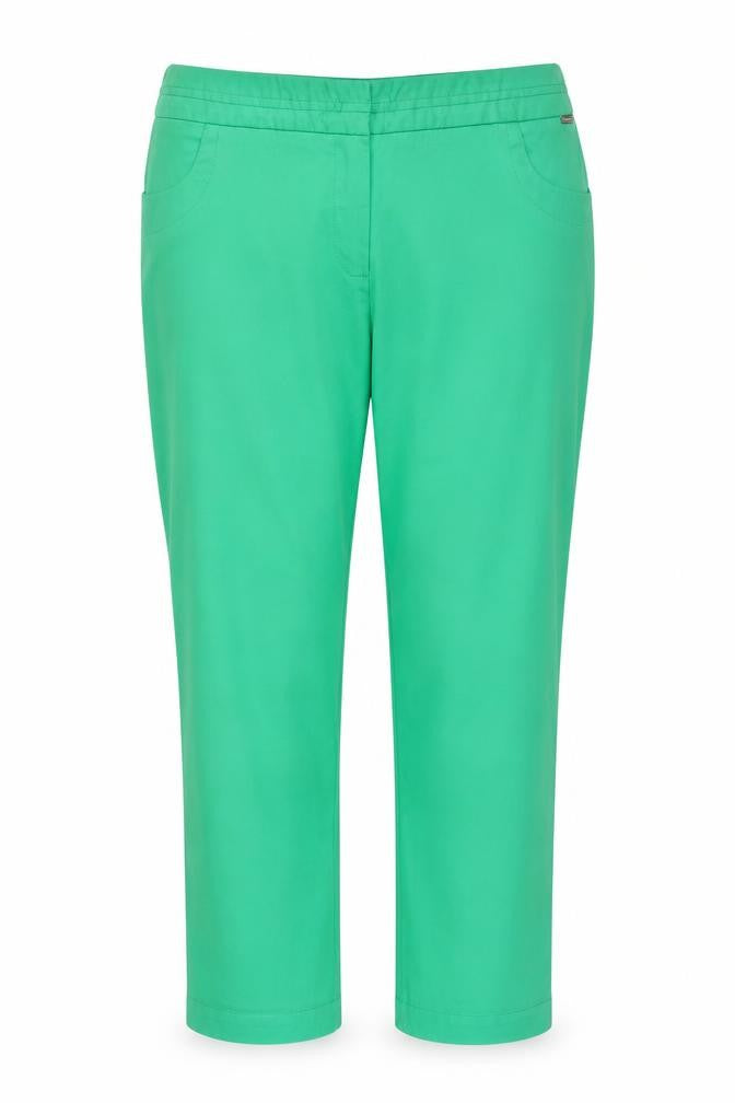 Front view of Solar women’s green capri trousers, size UK 42, 27.5-inch leg