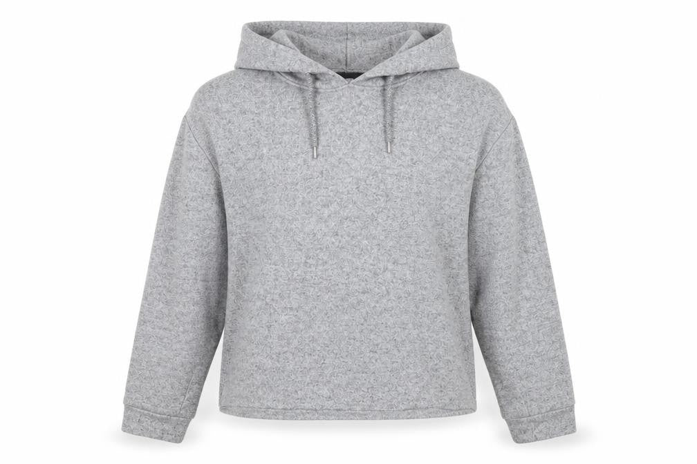 Front view of Primark women’s grey pullover hoodie, size L