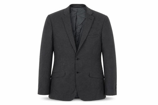 Front view of Limited Collection men’s black jacket blazer, size 38, - shoulder pads
