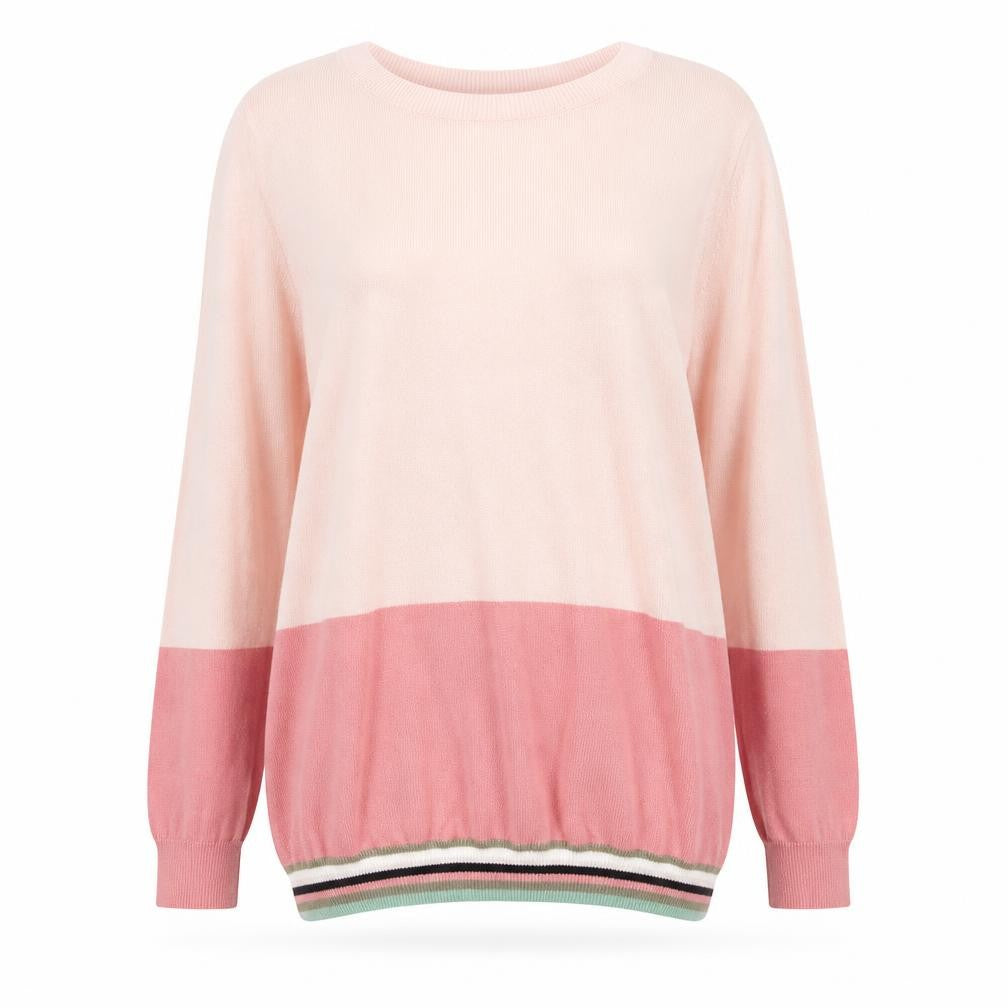 Front view of Next women’s pink jumper, size UK 8