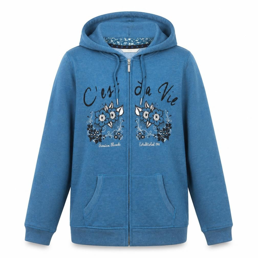 Front view of George women’s blue floral jacket coat, size M