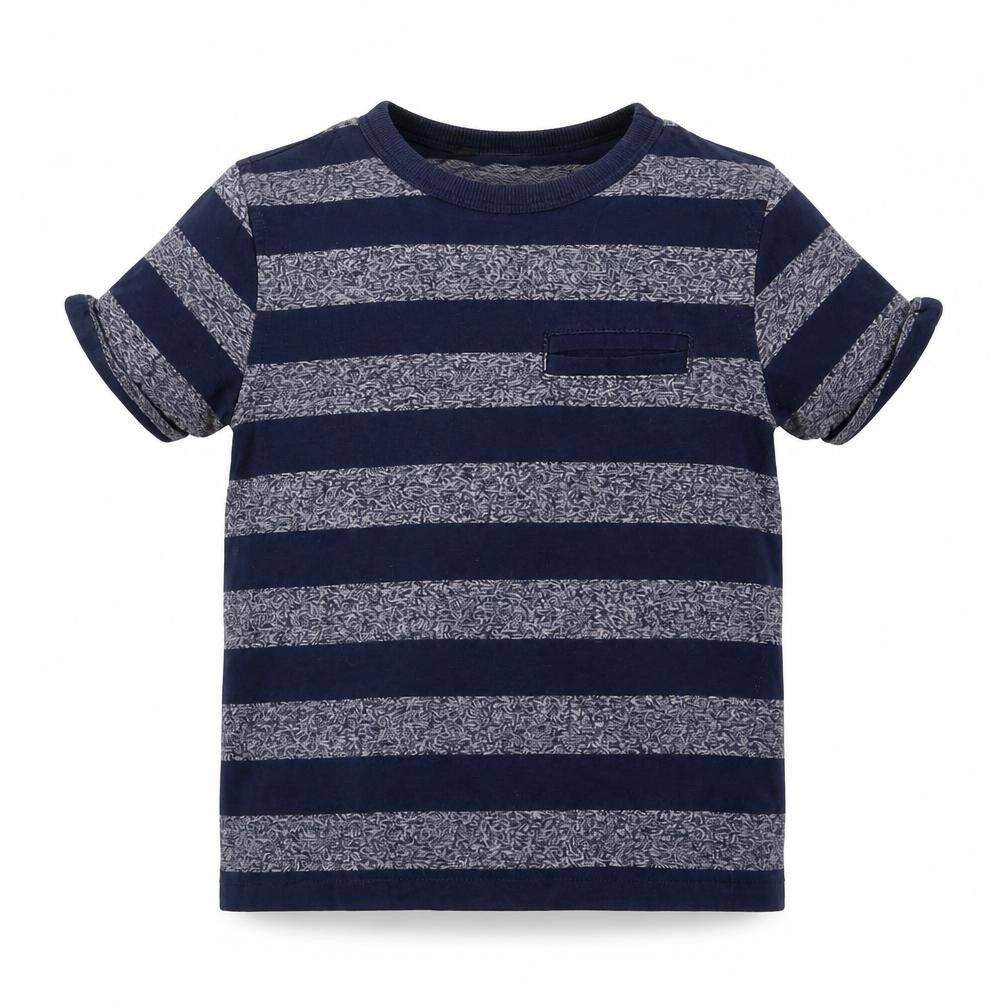 Front view of George girls’ blue striped basic t-shirt, size 2-3, years