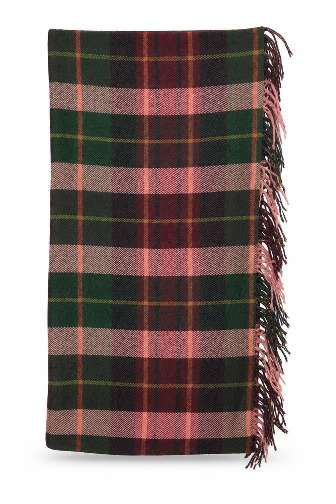 Front view of Peacocks women’s purple check shawl/wrap
