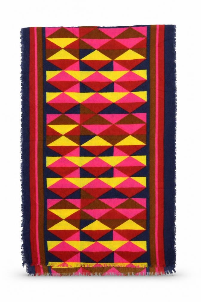 Front view of Preworn women’s multicoloured geometric shawl/wrap