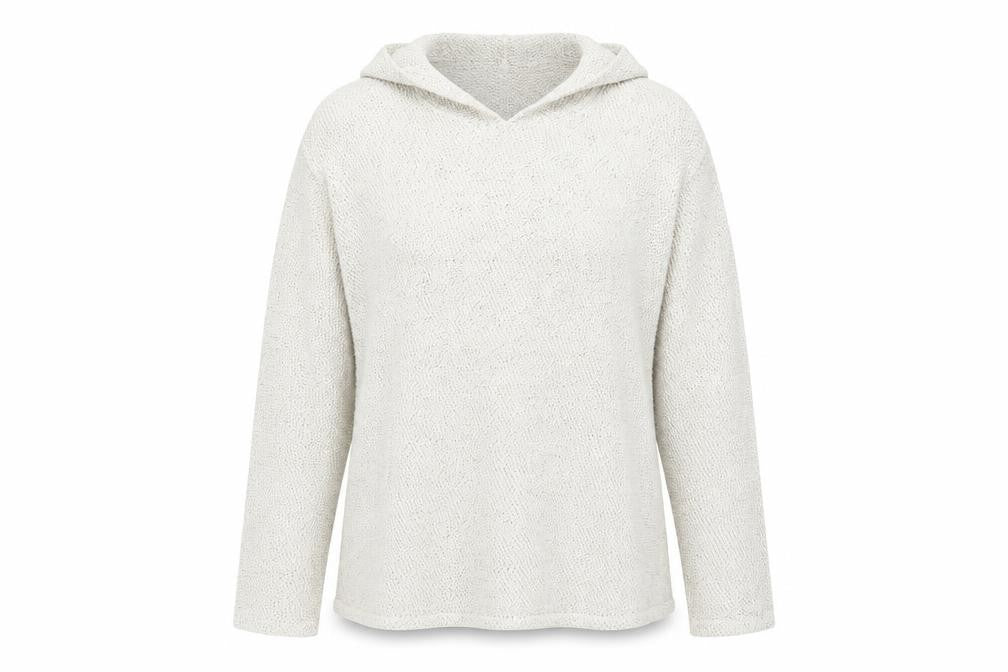 Front view of H&M women’s white pullover hoodie, size S