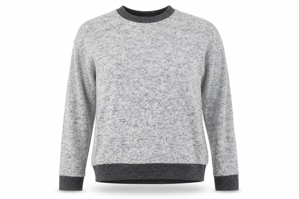 Front view of Topshop women’s grey jumper, size UK 10