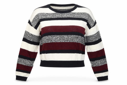 Front view of Divided women’s multicoloured striped jumper, size S