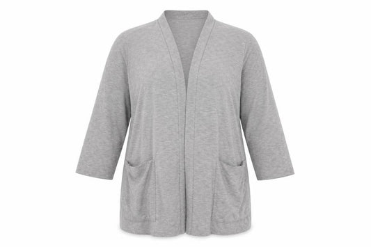 Front view of Next women’s grey cardigan jumper, size UK 18