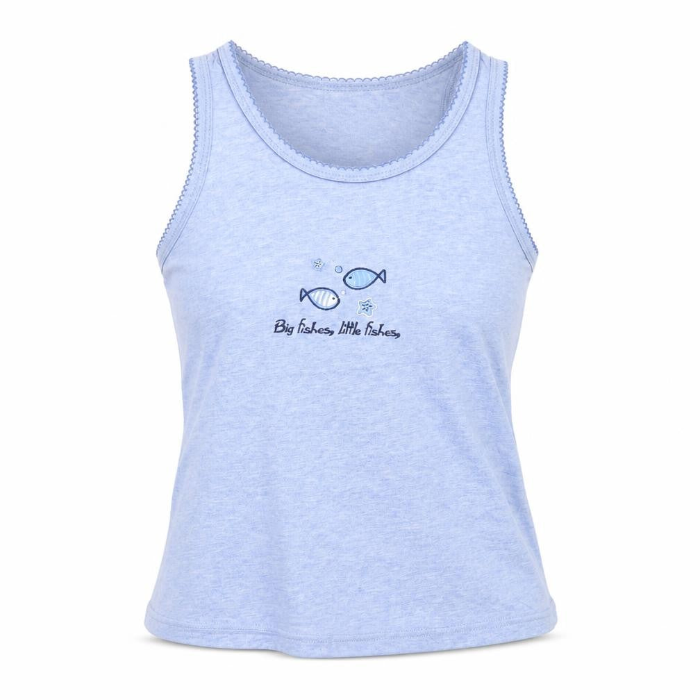 Front view of Ssshhh women’s blue top pyjama top, size UK 12