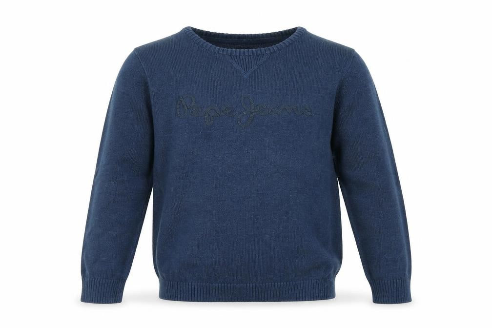 Front view of Pepe Jeans boys’ blue jumper, size 6, years