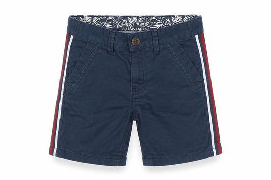 Front view of Threadboys girls’ blue striped shorts, size 5-6, years