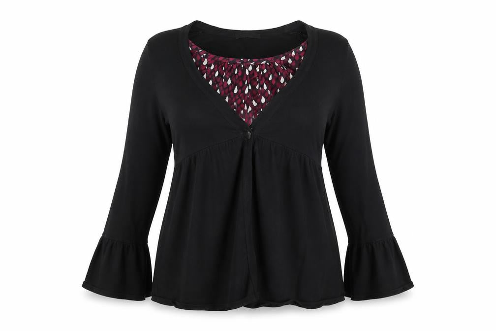 Marks and Spencer Womens Black  Knit Cardigan Jumper Size 12  - Top and cardigan in one