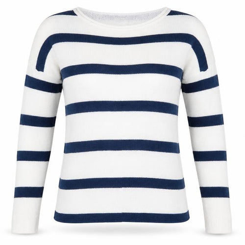 Pull&Bear Womens White Striped Knit Pullover Jumper Size S