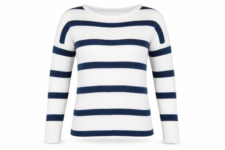 Pull&Bear Womens White Striped Knit Pullover Jumper Size S