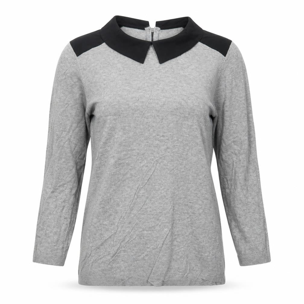Front view of Papaya women’s grey knit jumper, size UK 12