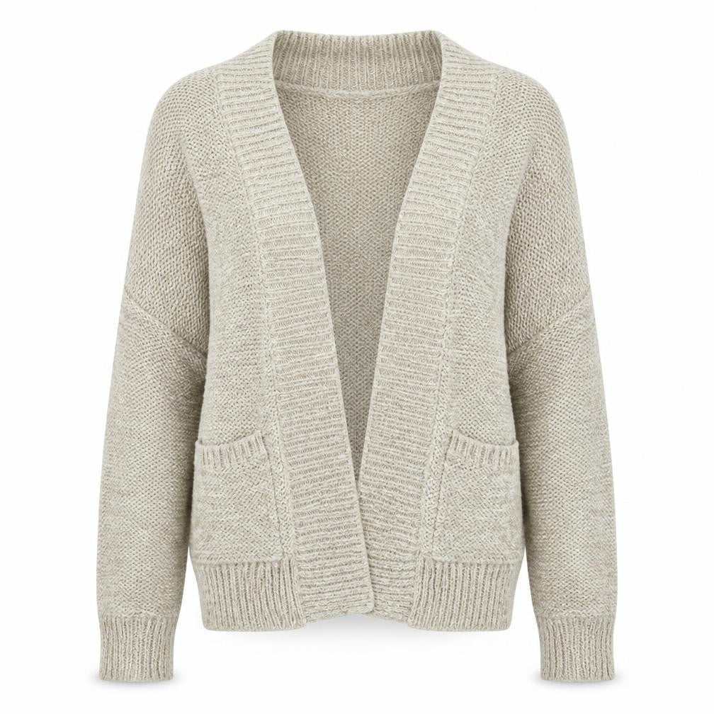 Front view of Wallis women’s beige knit cardigan jumper, size M