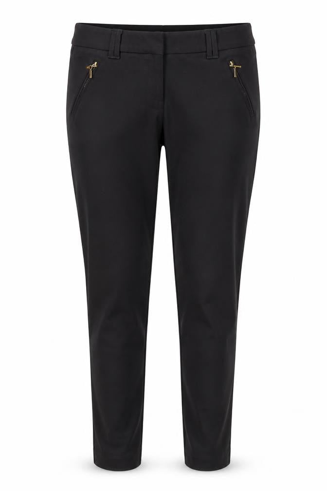 Front view of Next women’s black trousers, size UK 28, in, 27-inch leg