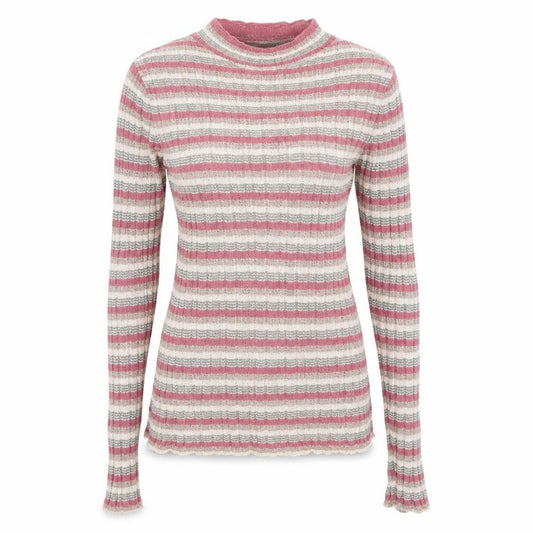 Front view of Next women’s pink striped jumper, size UK 16
