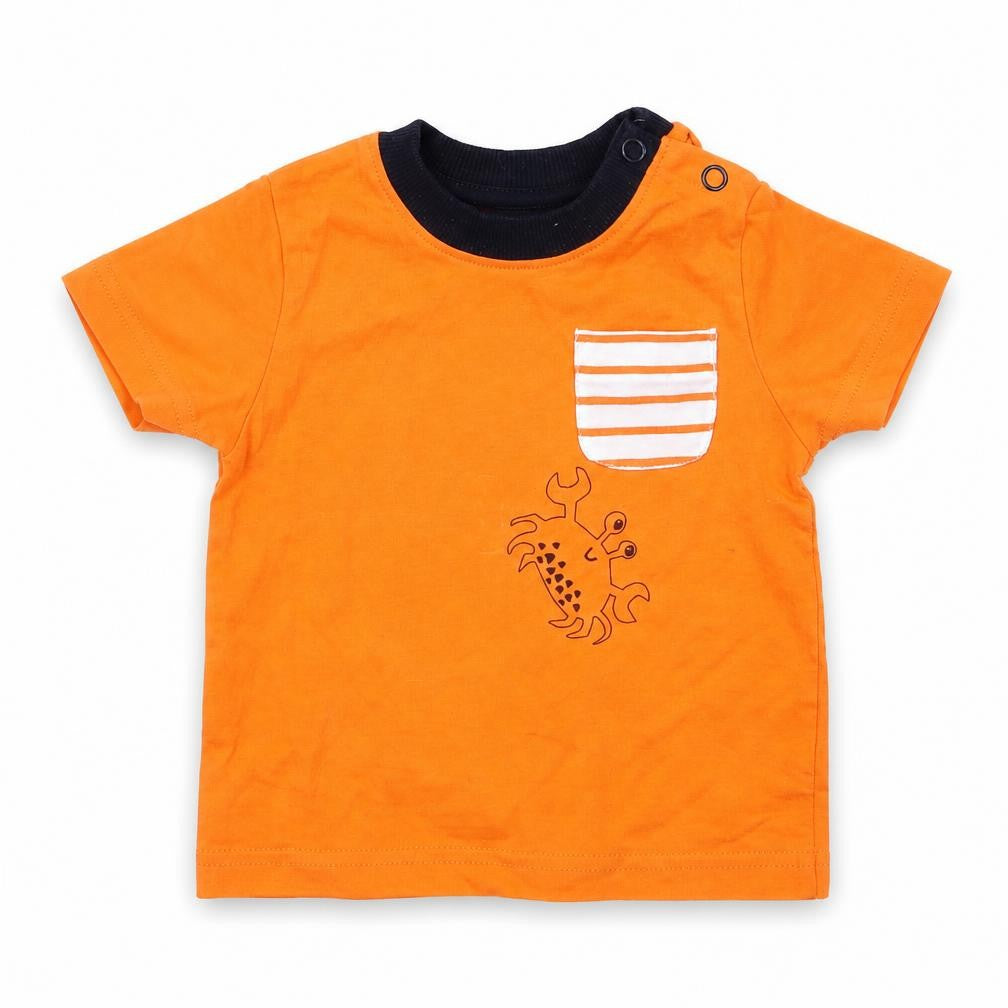 Front view of Nutmeg Baby Orange Basic T-Shirt, size 3-6, Months