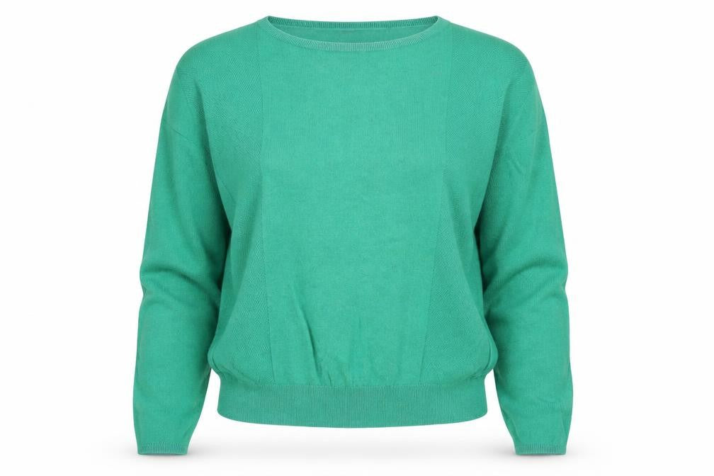 Front view of Topshop women’s green knit jumper, size UK 8