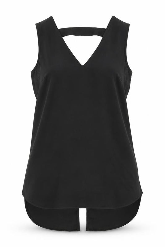 Front view of F&F women’s black basic blouse, size UK 10