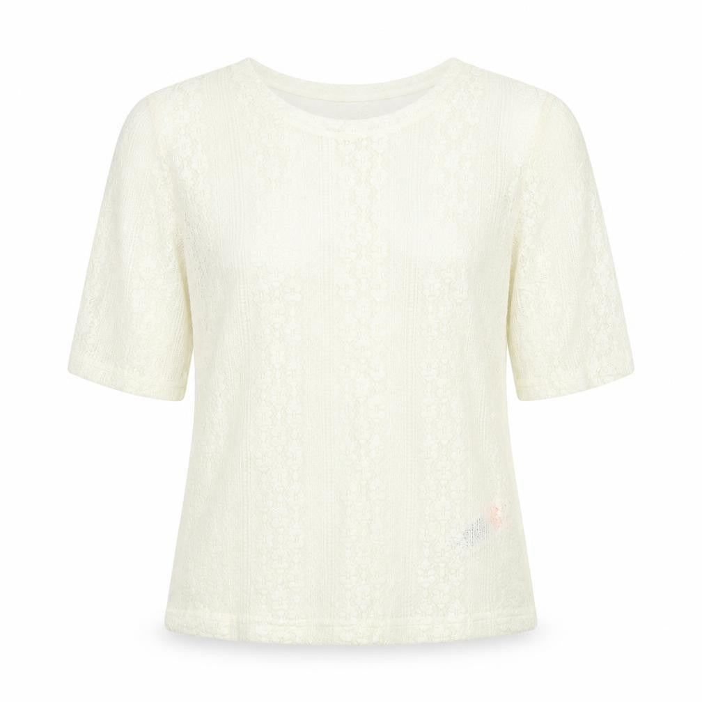 Front view of New Look women’s white floral basic t-shirt, size UK 8