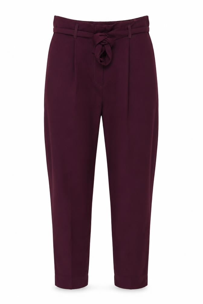 Front view of New Look women’s purple trousers, size UK 8, 25-inch leg