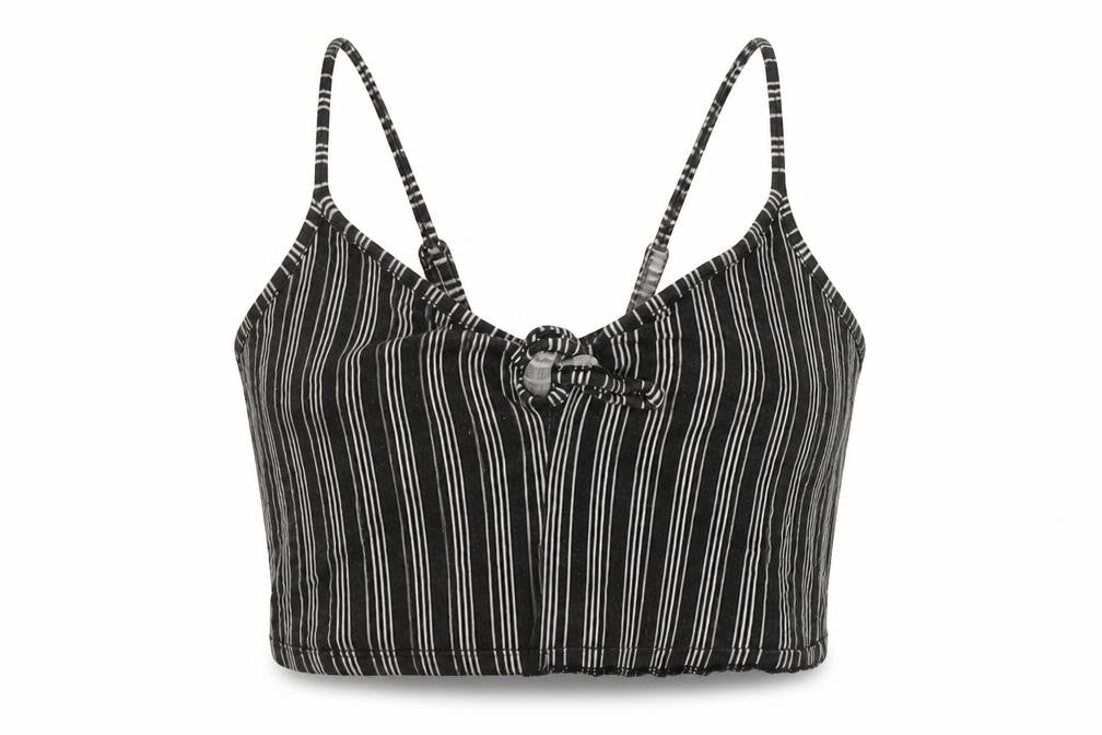 Front view of Primark women’s grey striped jersey basic tank, size UK 8