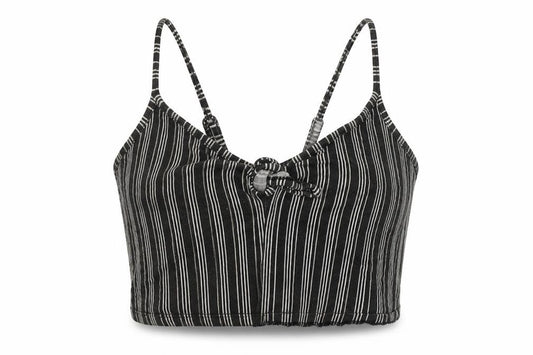Front view of Primark women’s grey striped jersey basic tank, size UK 8