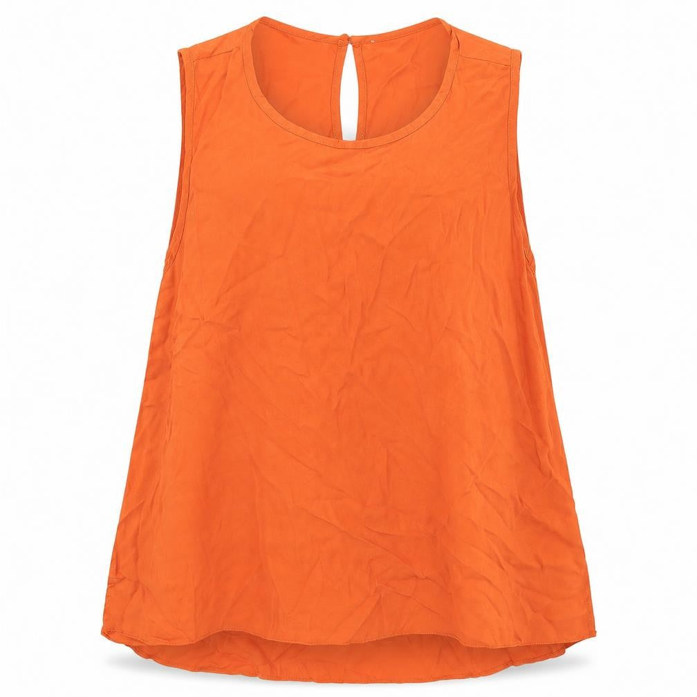 Front view of Dorothy Perkins women’s orange basic blouse, size UK 12