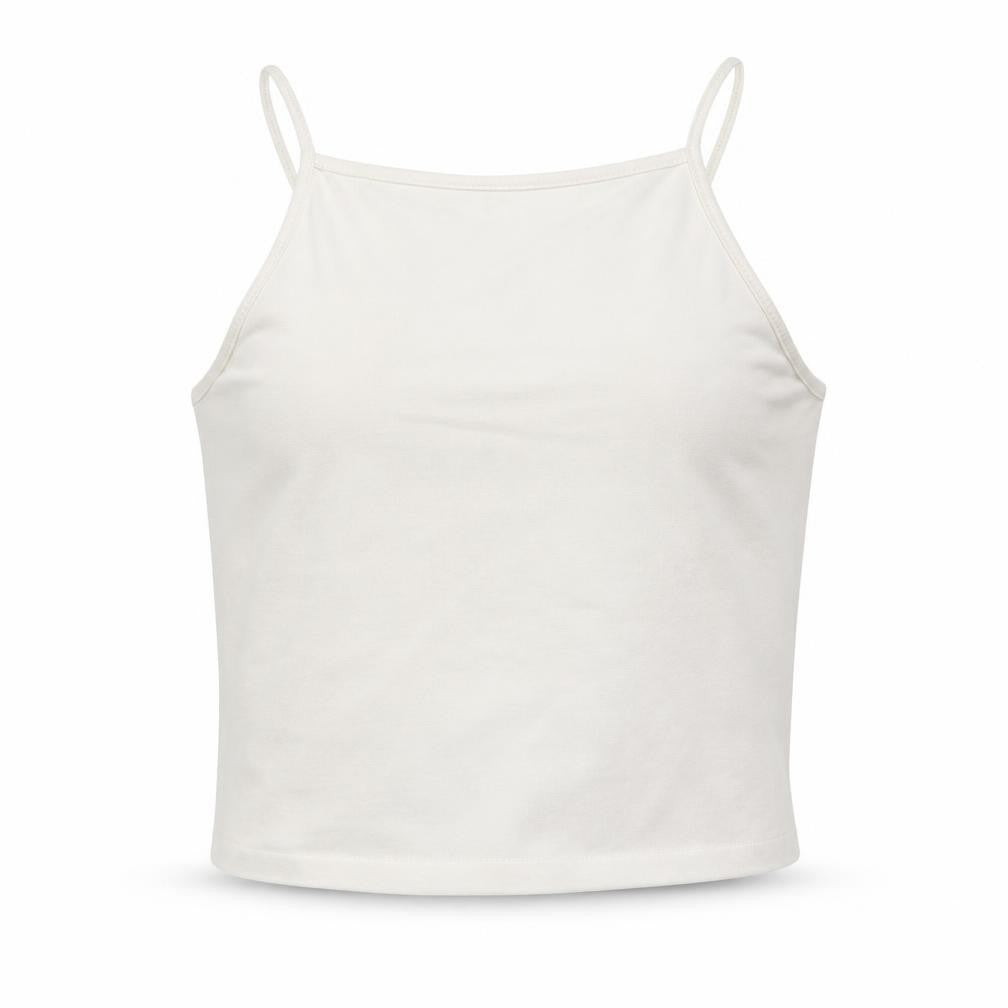 Front view of New Look girls’ white jersey basic tank, size 14-15, years