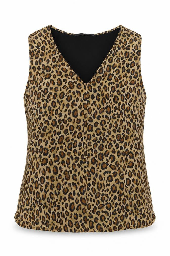 Front view of Very women’s brown animal print basic blouse, size UK 14