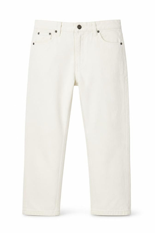 Front view of Denim Club women’s white denim cropped jeans, size UK 16, 21-inch leg