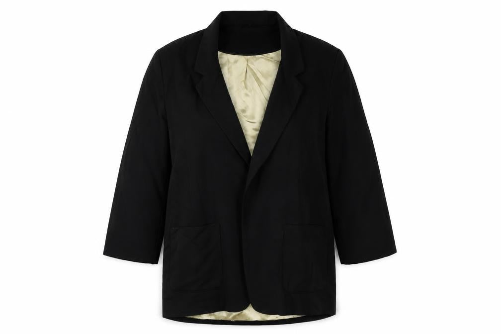 Front view of Dorothy Perkins women’s black colourblock jacket blazer, size UK 16
