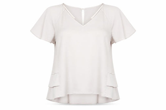 Front view of Papaya women’s pink basic blouse, size UK 12