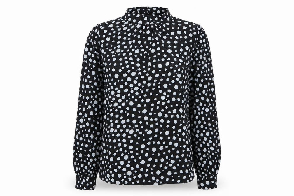 Front view of Very women’s multicoloured polka dot basic blouse, size UK 10