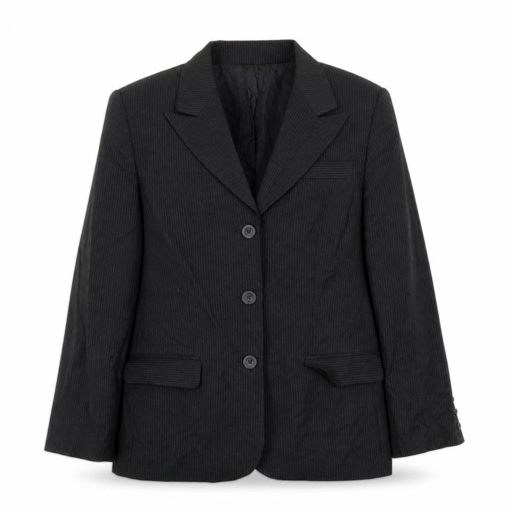 Front view of Karen Scott women’s black jacket blazer, size UK 12