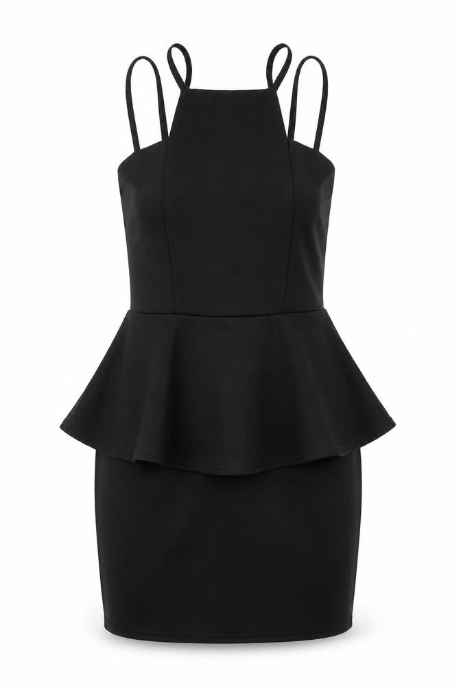 Front view of Boohoo women’s black a-line, size UK 8